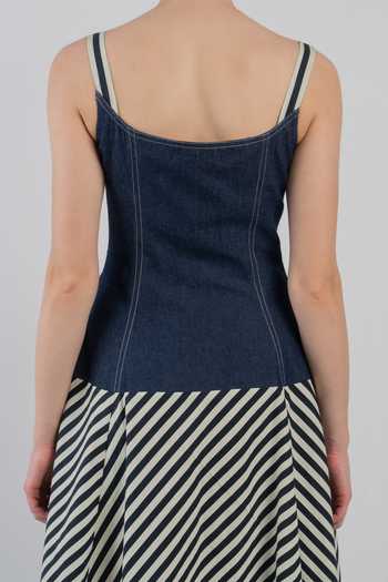 LEH STUDIOS_Blue Cotton Square Neck Ivitsa Printed Dress _at_Aza_Fashions
