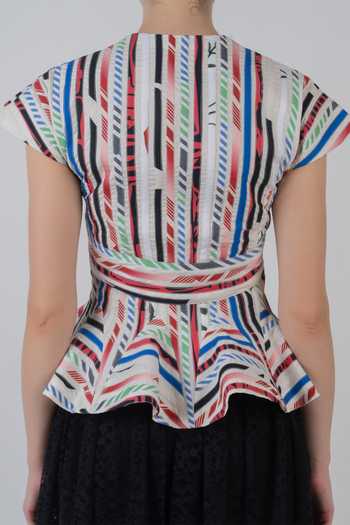 Shop LEH STUDIOS Multi Color Cotton Square Neck Sia Abstract Pattern Top Shop_LEH STUDIOS_Multi Color Cotton Square Neck Sia Abstract Pattern Top
