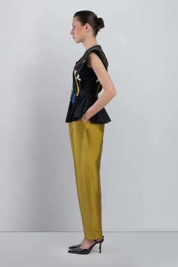 Buy_LEH STUDIOS_Multi Color Viscose, Polyester Round Neck Marche Layered Top _Online_at_Aza_Fashions