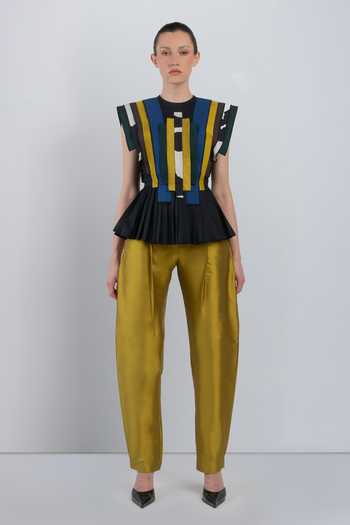 Shop_LEH STUDIOS_Multi Color Viscose, Polyester Round Neck Marche Layered Top _Online_at_Aza_Fashions