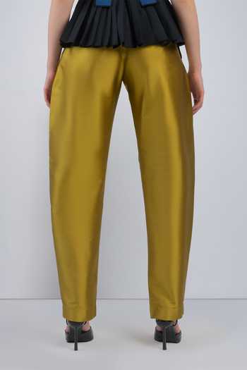 Shop LEH STUDIOS Yellow Viscose, Polyester Lyme Barrel Pant Online at Aza Fashions Shop_LEH STUDIOS_Yellow Viscose, Polyester Lyme Barrel Pant _Online_at_Aza_Fashions