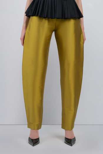 LEH STUDIOS Yellow Viscose, Polyester Lyme Barrel Pant at Aza Fashions LEH STUDIOS_Yellow Viscose, Polyester Lyme Barrel Pant _at_Aza_Fashions