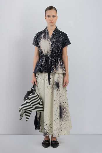 LEH STUDIOS Kimono Layered Printed Dress 