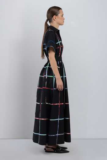 Buy_LEH STUDIOS_Black Cotton Collared Neck Kletka Dress _Online_at_Aza_Fashions