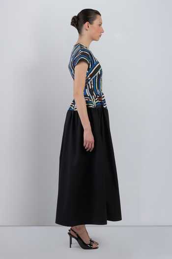 LEH STUDIOS Black Cotton V-neck Sia Abstract Bodice Dress Online at Aza Fashions LEH STUDIOS_Black Cotton V-neck Sia Abstract Bodice Dress _Online_at_Aza_Fashions