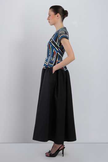 Buy LEH STUDIOS Black Cotton V-neck Sia Abstract Bodice Dress Online at Aza Fashions Buy_LEH STUDIOS_Black Cotton V-neck Sia Abstract Bodice Dress _Online_at_Aza_Fashions
