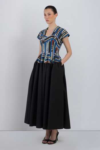 LEH STUDIOS Sia Abstract Bodice Cotton Dress 