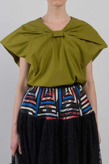 LEH STUDIOS Green Cotton V-neck Abra Top at Aza Fashions LEH STUDIOS_Green Cotton V-neck Abra Top _at_Aza_Fashions
