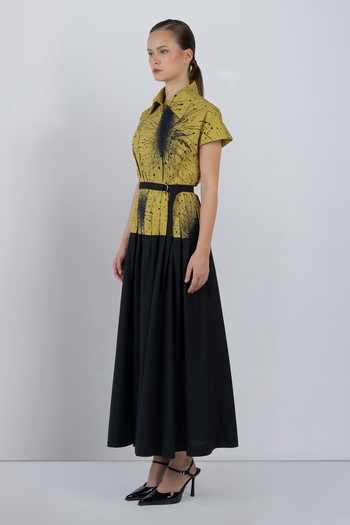 LEH STUDIOS_Black Cotton Collared Neck Tyra Printed Dress _Online_at_Aza_Fashions