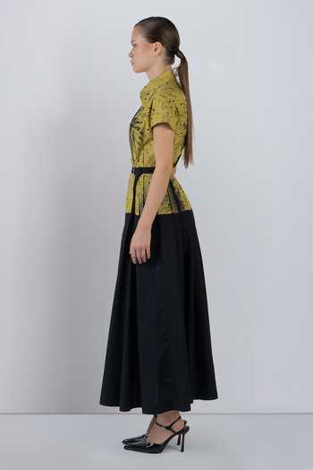 Shop_LEH STUDIOS_Black Cotton Collared Neck Tyra Printed Dress _Online_at_Aza_Fashions