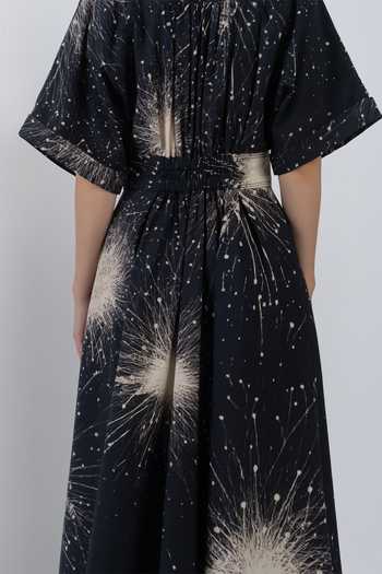 Shop_LEH STUDIOS_Black Cotton Collared , Button-down Sun Splatter Print Dress 