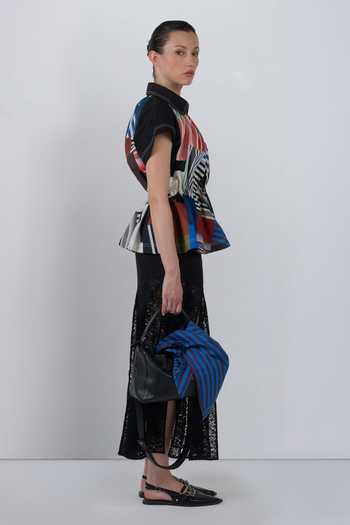 LEH STUDIOS Multi Color Cotton Collared Neck Patchwork Parka Top Online at Aza Fashions LEH STUDIOS_Multi Color Cotton Collared Neck Patchwork Parka Top _Online_at_Aza_Fashions
