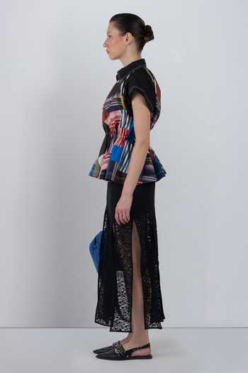 Shop LEH STUDIOS Multi Color Cotton Collared Neck Patchwork Parka Top Online at Aza Fashions Shop_LEH STUDIOS_Multi Color Cotton Collared Neck Patchwork Parka Top _Online_at_Aza_Fashions