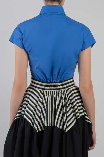 LEH STUDIOS_Black Cotton Collared Neck Lille Draped Dress _at_Aza_Fashions