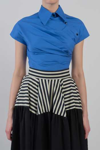 Buy_LEH STUDIOS_Black Cotton Collared Neck Lille Draped Dress 