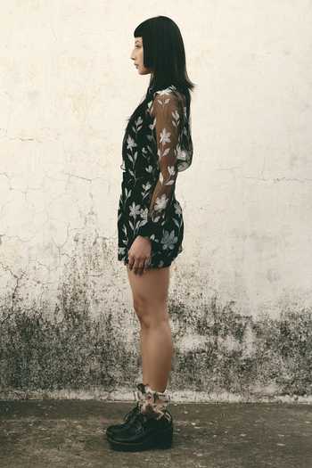 Shop_Atbw_Black Silk Organza Button-down Neck Foral Pattern Shirt _Online_at_Aza_Fashions