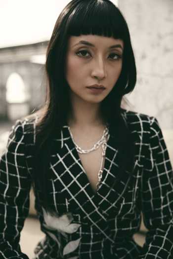 Atbw_Black Silk Satin V-neck Floral And Grid Print Blazer _Online_at_Aza_Fashions