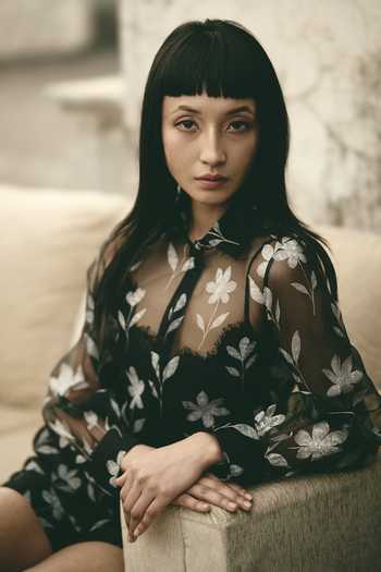 Shop_Atbw_Black Silk Organza Floral Motif Shorts _Online_at_Aza_Fashions