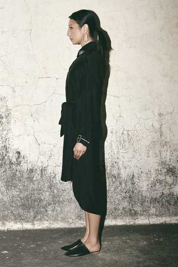 Buy_Atbw_Black Silk Satin Collared , Button-down Canvas Shirt Dress _Online_at_Aza_Fashions