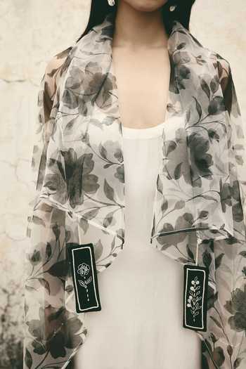 Atbw White Silk Satin Floral Print Cape Online at Aza Fashions Atbw_White Silk Satin Floral Print Cape _Online_at_Aza_Fashions