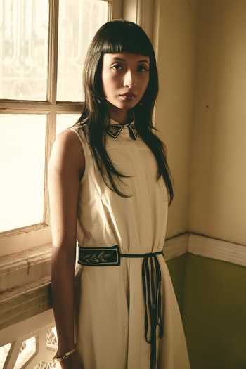 Buy Atbw White Silk Satin Collared Neck Embroidered Tab Dress Buy_Atbw_White Silk Satin Collared Neck Embroidered Tab Dress