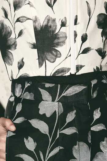 Shop_Atbw_White Silk Satin Mandarin Collar Hand Drawn Floral Print Crop Top 