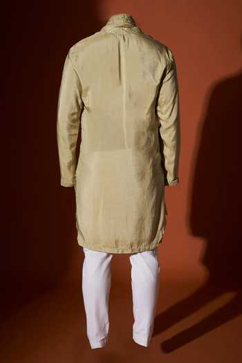 Kaaj Button X AZA Embroidered Chanderi Silk Kurta Set For Kids