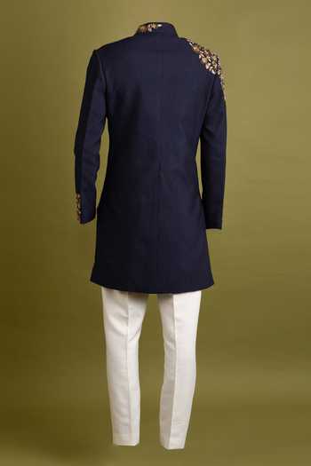 Chatenya Mittal Embroidered Bandhgala Set With Pant For Kids