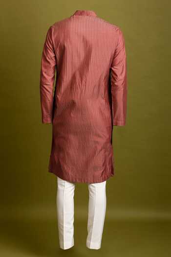 Chatenya Mittal Maroon Pintuck Kurta Set For Kids