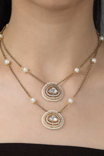 Joules by Radhika Gold Plated Myvra Embellished Layered Necklace Online at Aza Fashions Joules by Radhika_Gold Plated Myvra Embellished Layered Necklace _Online_at_Aza_Fashions