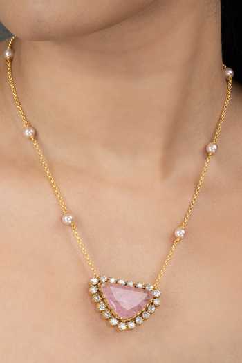 Joules by Radhika_Pink Avyra Embellished Necklace _Online_at_Aza_Fashions