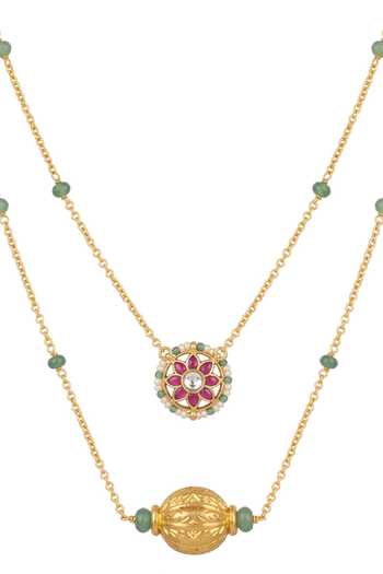 Shop Joules by Radhika Gold Plated Sivana Layered Necklace at Aza Fashions Shop_Joules by Radhika_Gold Plated Sivana Layered Necklace _at_Aza_Fashions