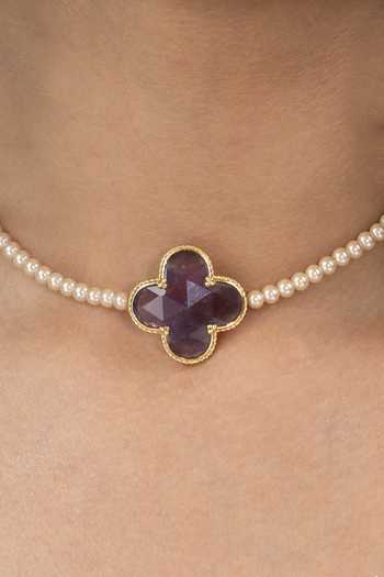 Joules by Radhika Pink Vihana Pearl Choker Necklace Online at Aza Fashions Joules by Radhika_Pink Vihana Pearl Choker Necklace _Online_at_Aza_Fashions