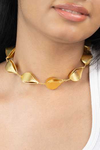 Joules by Radhika_Gold Plated Nivara Asymmetric Necklace _Online_at_Aza_Fashions