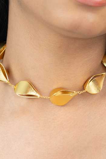 Buy_Joules by Radhika_Gold Plated Nivara Asymmetric Necklace _Online_at_Aza_Fashions