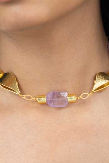 Joules by Radhika Gold Plated Vareya Amethyst Beads Necklace Online at Aza Fashions Joules by Radhika_Gold Plated Vareya Amethyst Beads Necklace _Online_at_Aza_Fashions