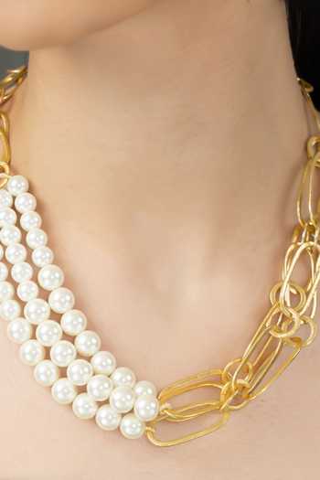 Joules by Radhika Gold Plated Yavina Pearl Necklace Online at Aza Fashions Joules by Radhika_Gold Plated Yavina Pearl Necklace _Online_at_Aza_Fashions