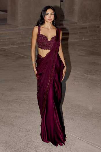 Rosé Anupama Khanna Hand Embroidered Pre-Draped Saree With Blouse 