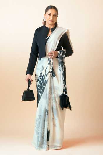 Ekaya Banaras Placement Printed Saree With Running Blouse 