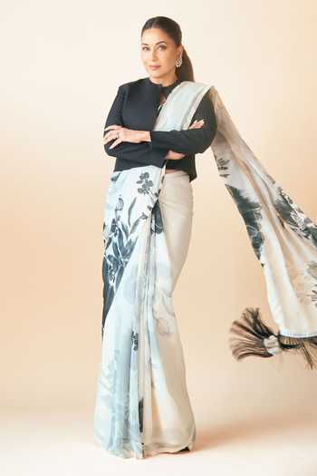 Ekaya Banaras Placement Printed Saree With Running Blouse 