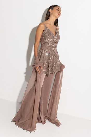 Rosé Anupama Khanna Hand Embroidered Top Palazzo Set 
