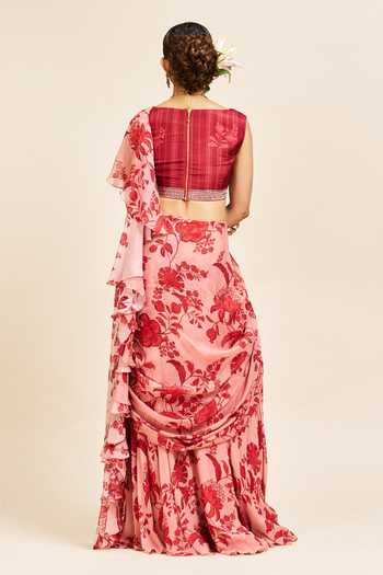 Issa Studio By Chetana & Swathi Mishika Pre-Draped Ruffle Saree With Blouse 