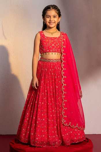 Redpine Designs Floral Garden Print Lehenga Set For Kids