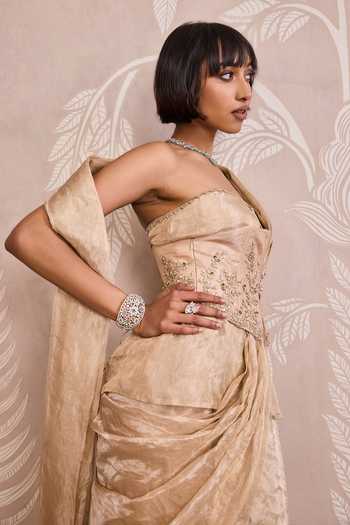 Buy_Ridhi Mehra_Gold Embroidered Corset Tissue Belt 