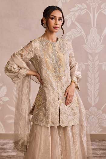 Buy Ridhi Mehra Gold Tissue Round Neck Embroidered Kurta Set Buy_Ridhi Mehra_Gold Tissue Round Neck Embroidered Kurta Set