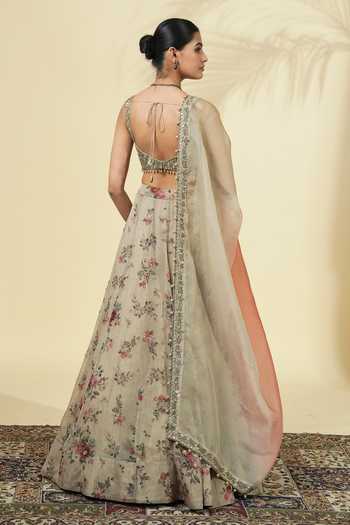 Arpita Mehta Vintage Rose Print Lehenga Set 