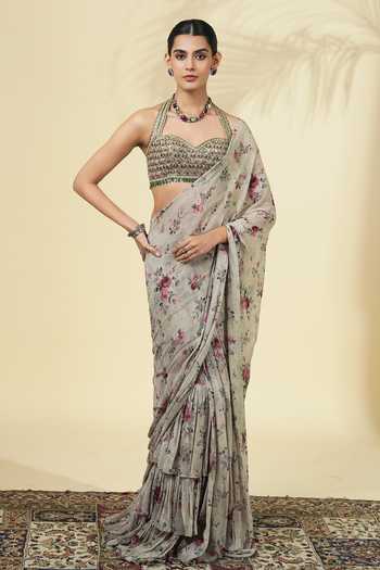 Arpita Mehta Floral Print Saree With Blouse 