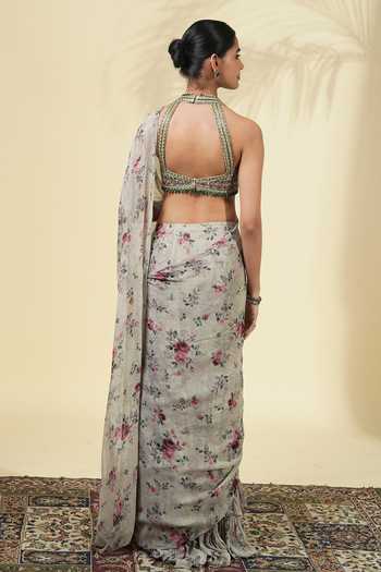 Arpita Mehta Floral Print Saree With Blouse 