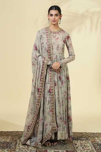 Arpita Mehta Vintage Rose Print Anarkali Set 
