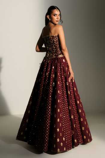 Mahima Mahajan Elina Hand Embroidered Corset Lehenga Set 
